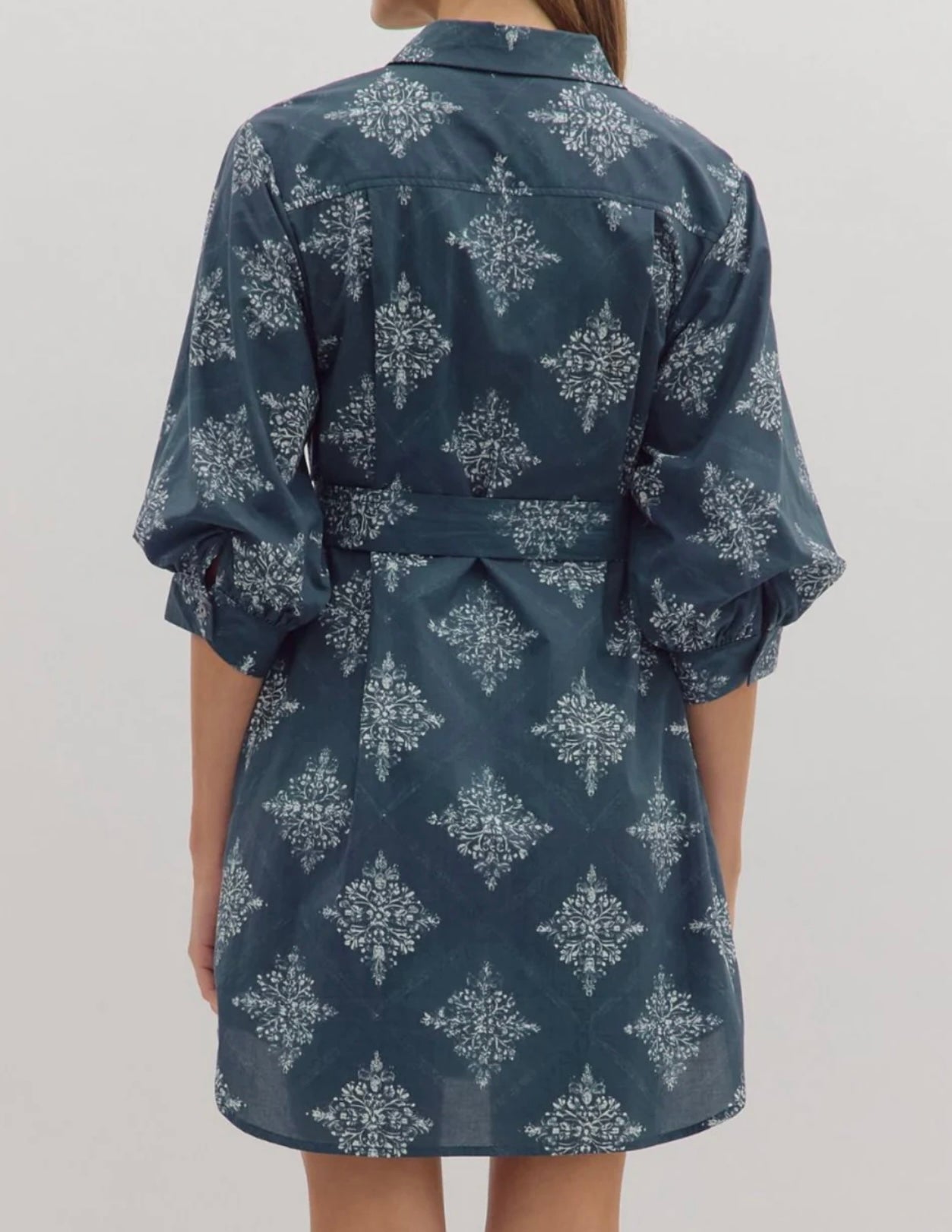 Navy Button Down Mini Dress