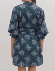 Navy Button Down Mini Dress