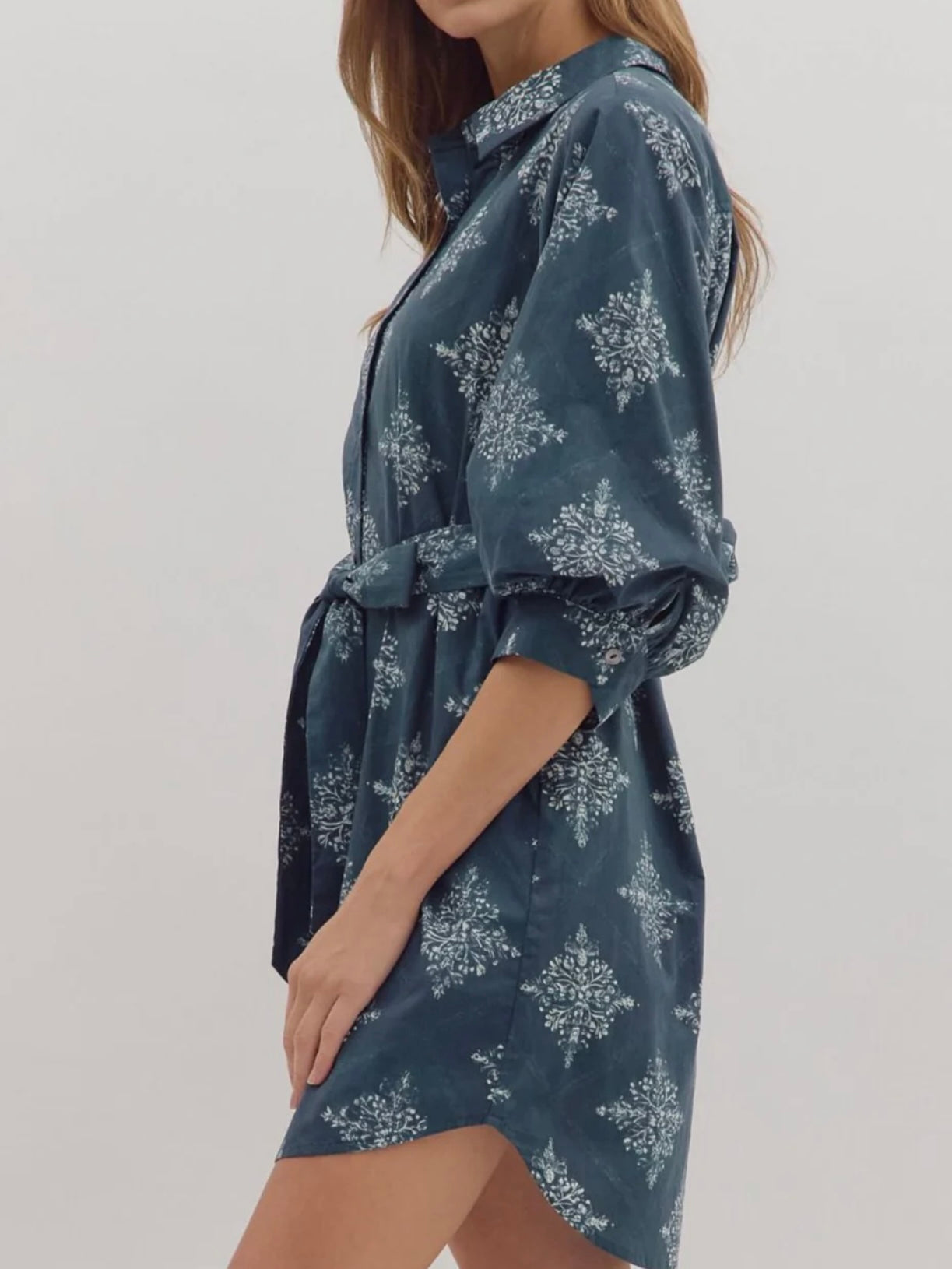 Navy Button Down Mini Dress