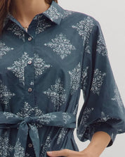 Navy Button Down Mini Dress