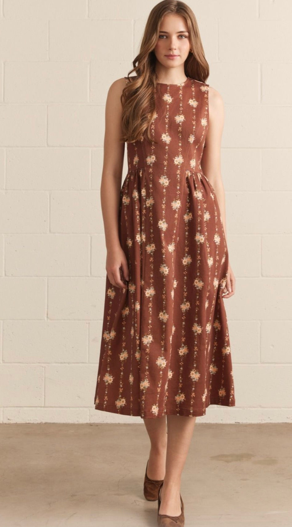Brown Floral Dress