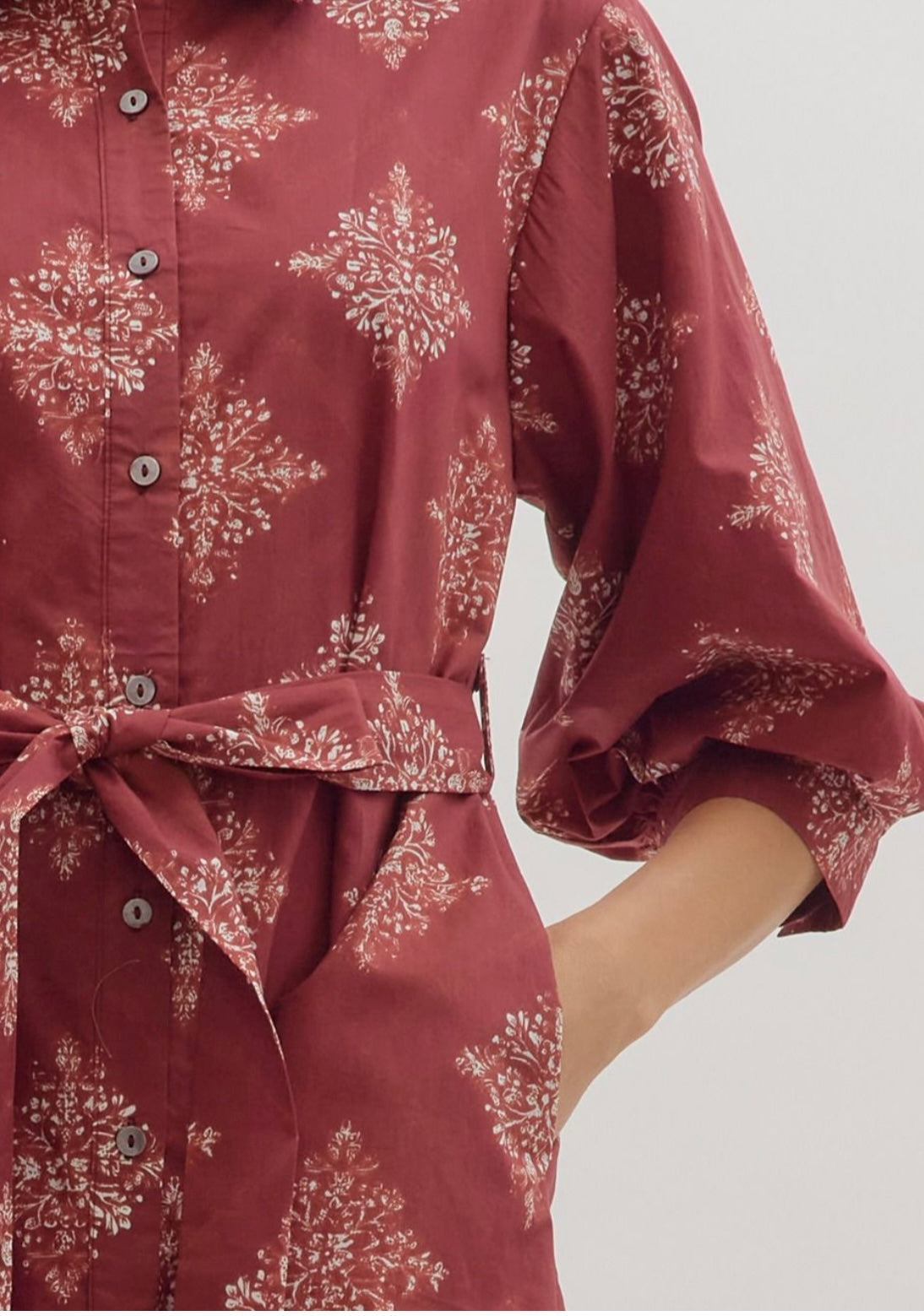 Maroon Button Down Mini Dress