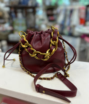 Maroon Drawsring Bag