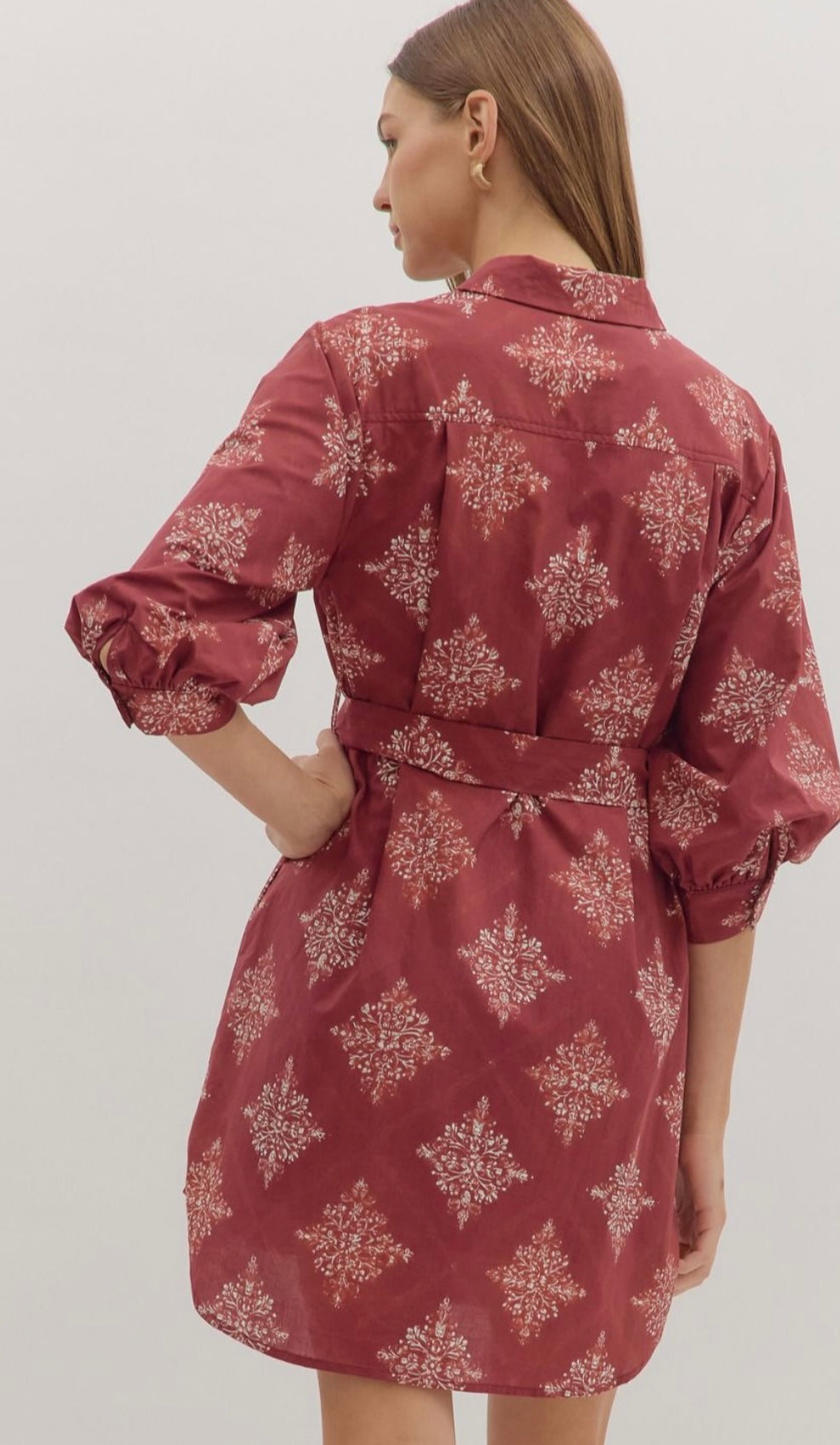 Maroon Button Down Mini Dress