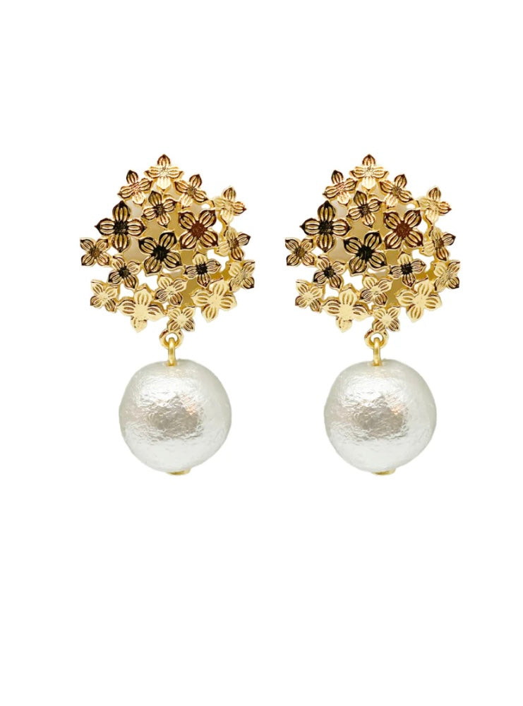 Jardin Gold Pearl Earrings