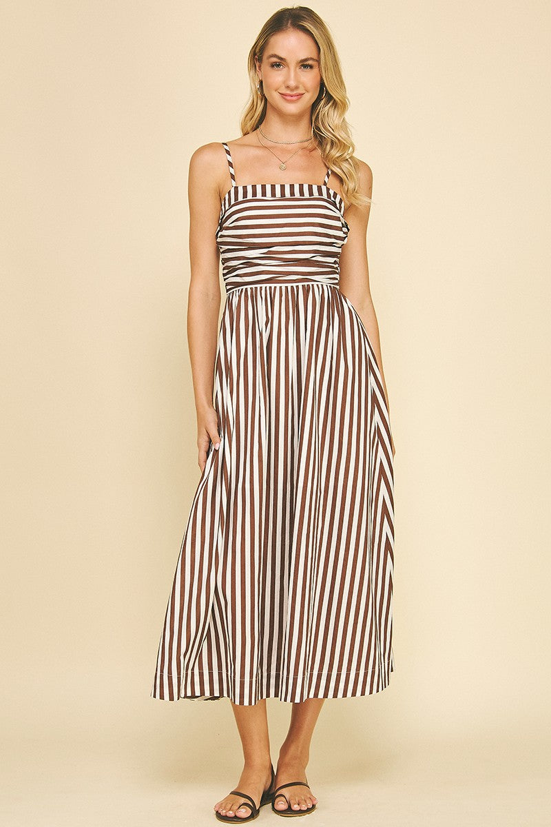 Brown Striped Midi Dress – Lady & Tucker Home Fashion Boutique Brown Striped Midi Dress – Lady & Tucker Home Fashion Boutique