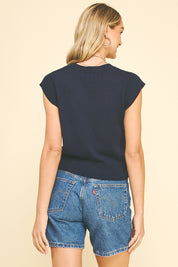 Navy Knit Top