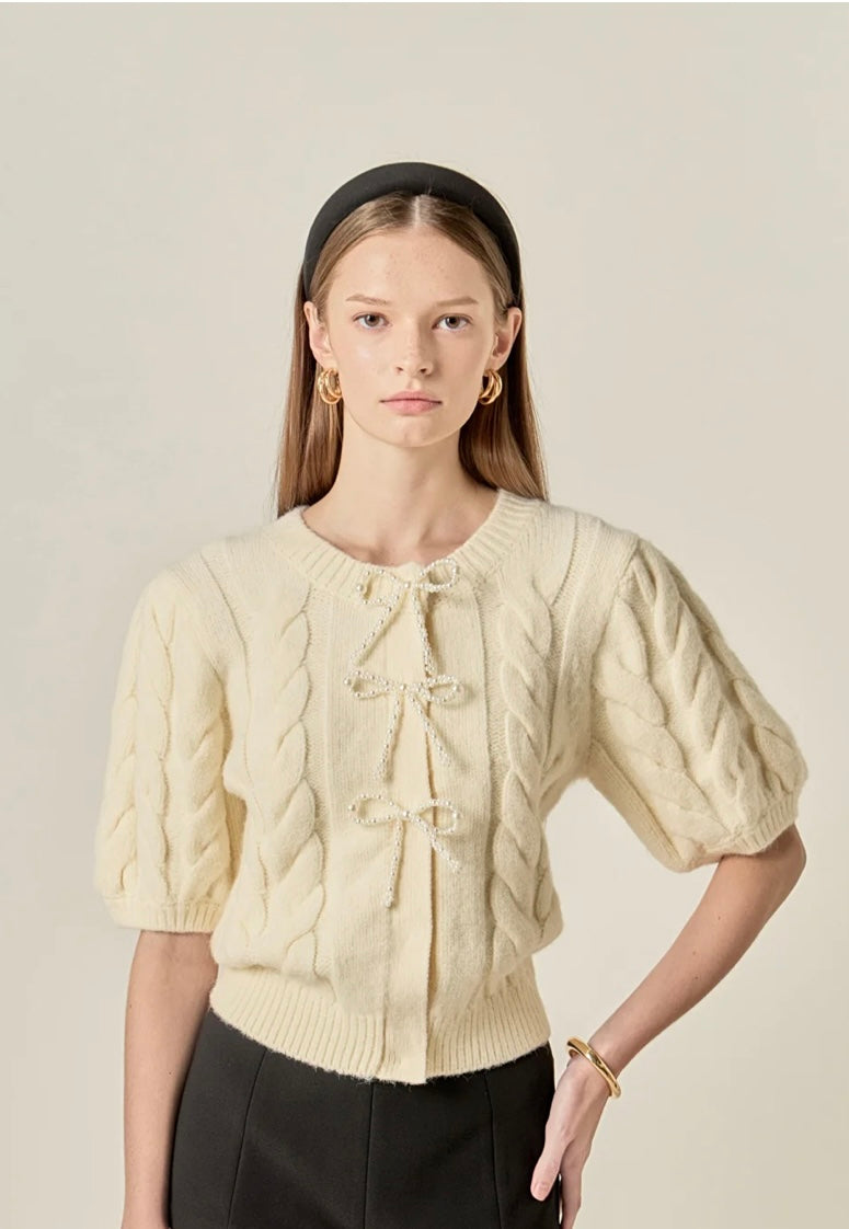 Pearl Bow Sweater Top