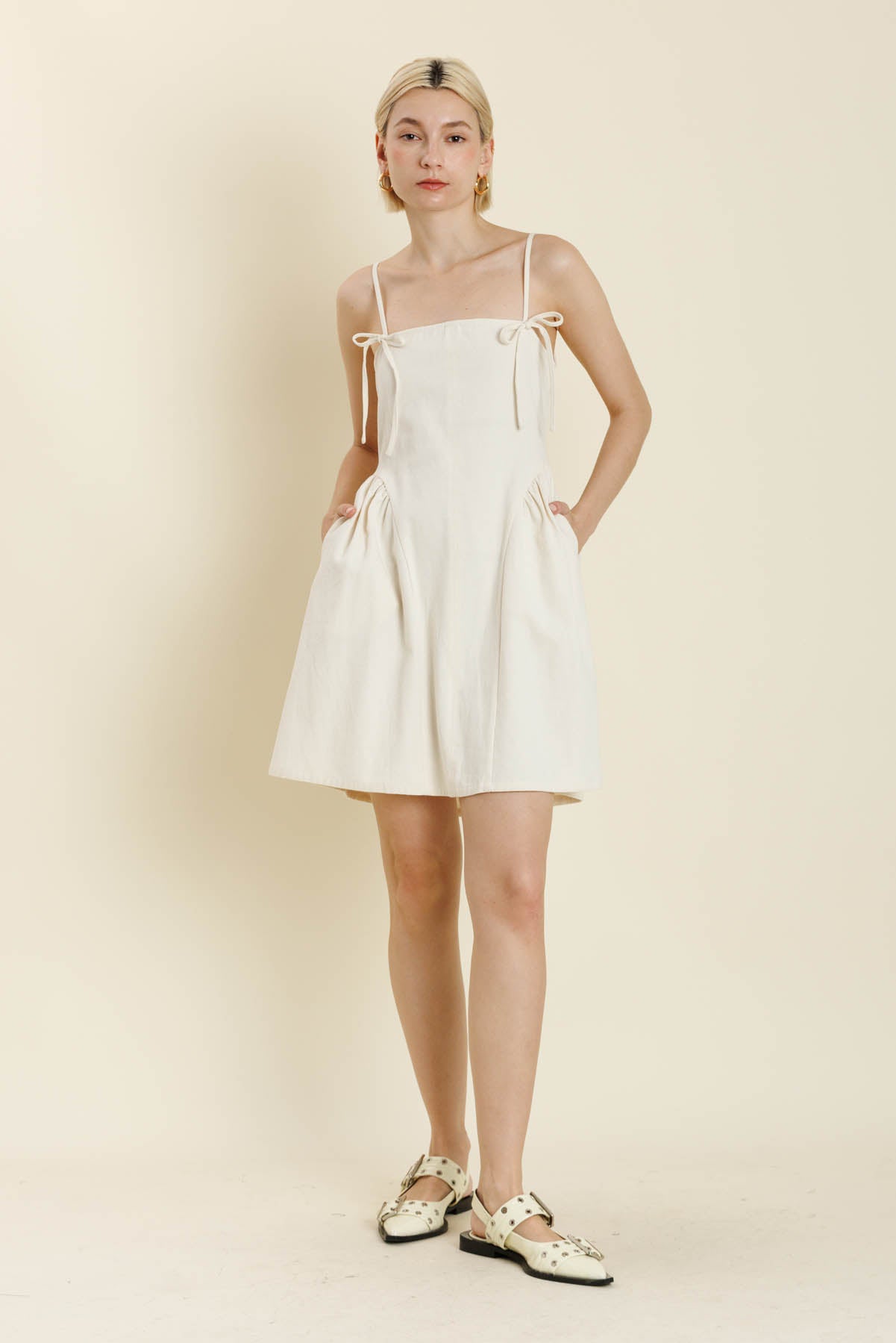 Bow Trim Mini Dress