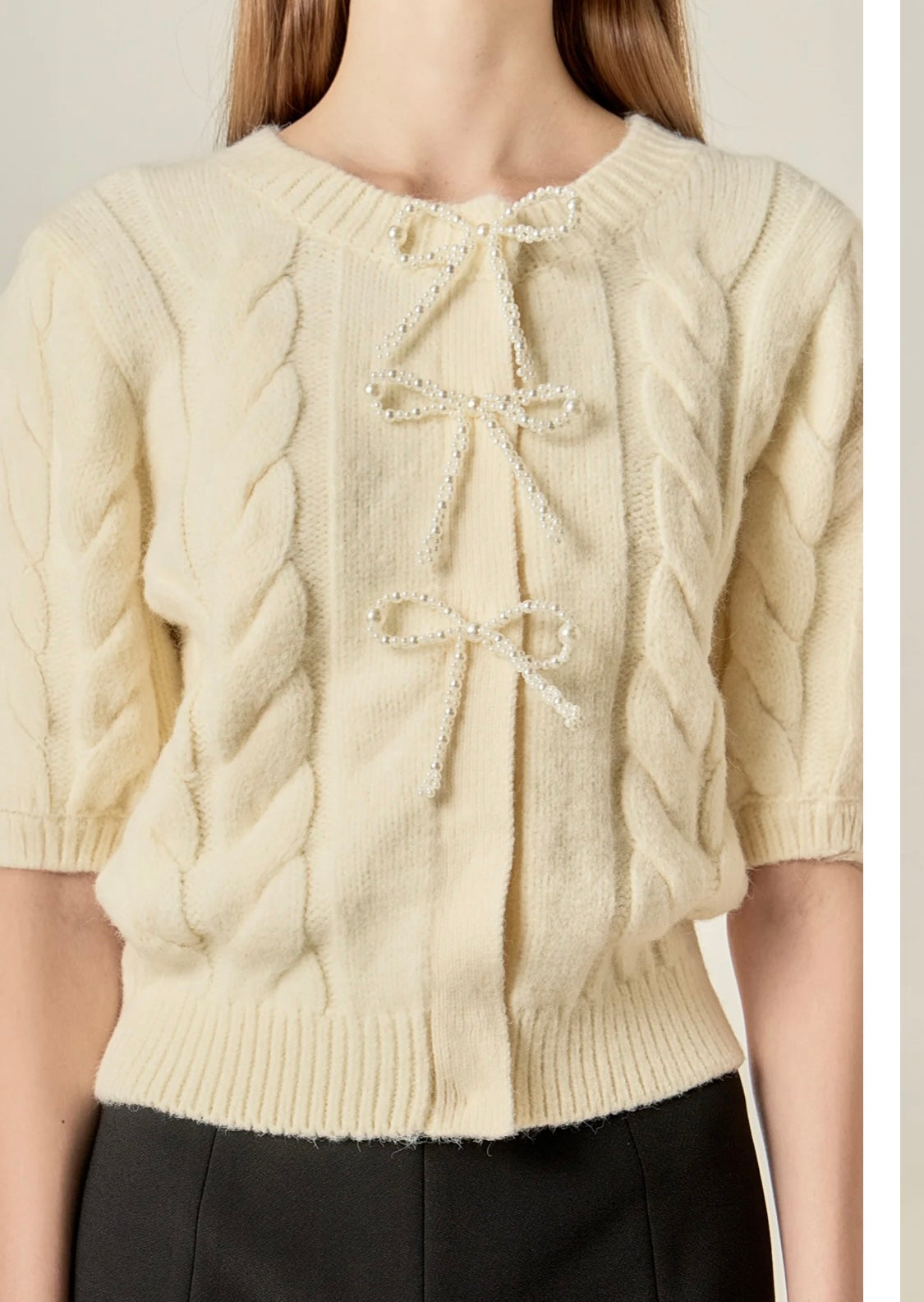 Pearl Bow Sweater Top
