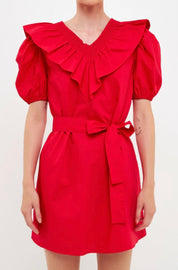 Ruffled Red Mini Dress