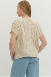 Cream Sweater Vest Top