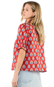 Fall Floral Block Print Top