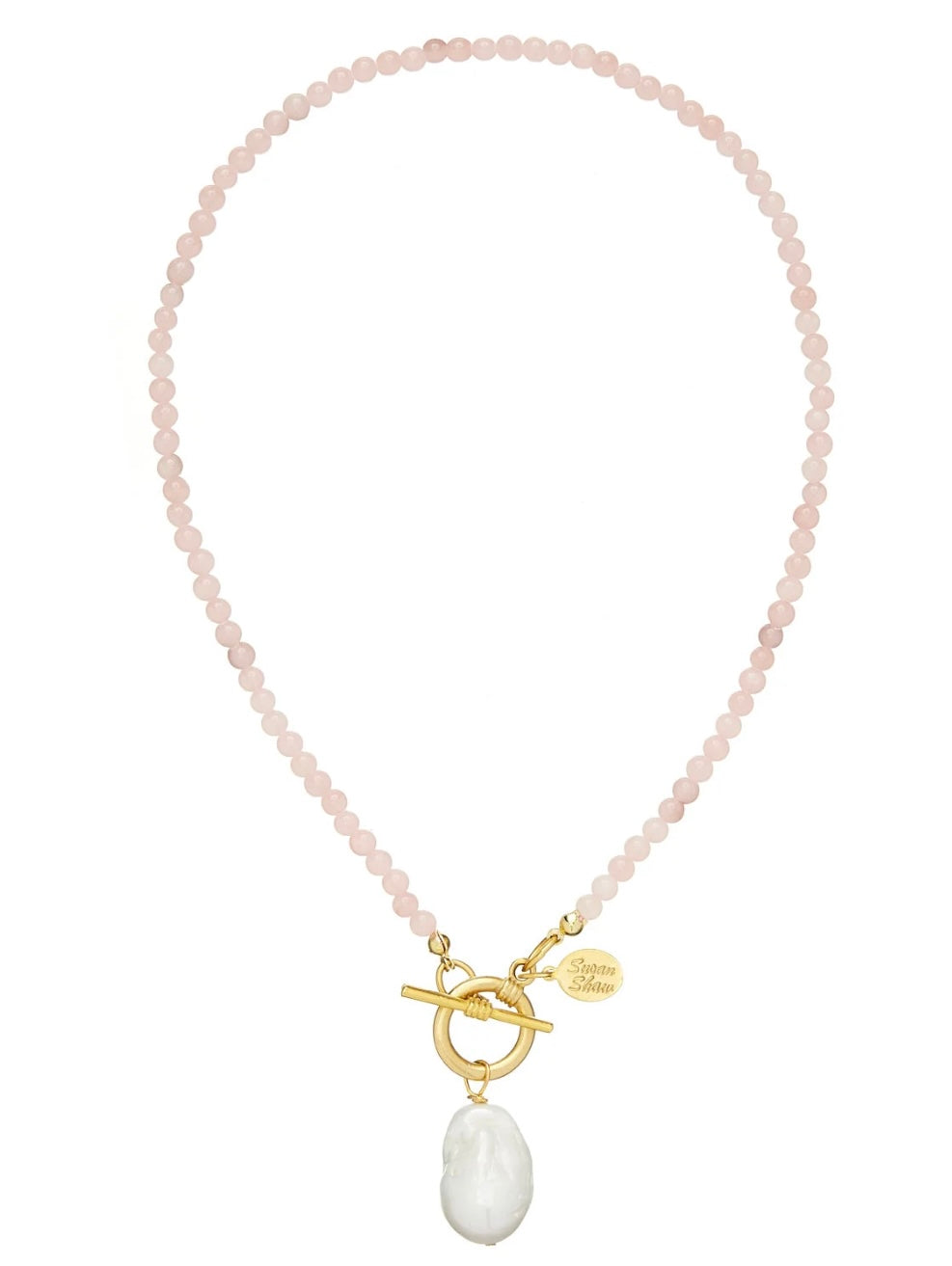 Pearl With Pink Stone Necklace