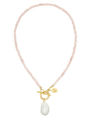 Pearl With Pink Stone Necklace