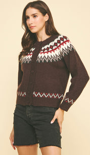 Argyle Button Up Sweater Top