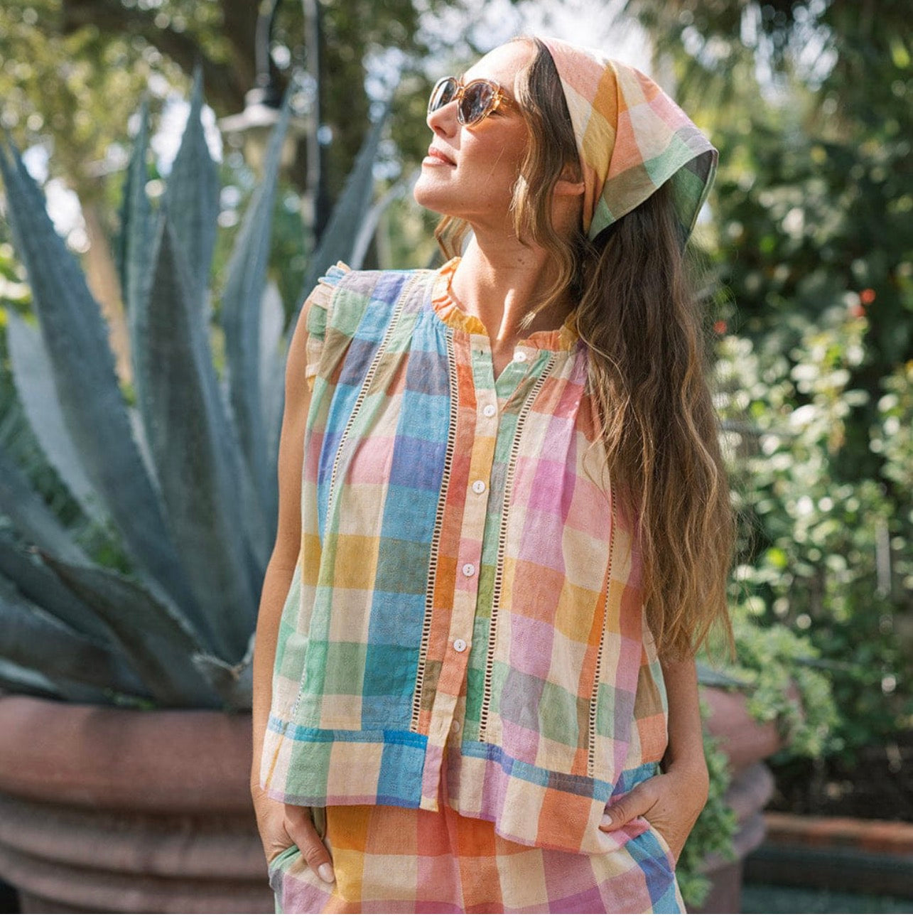 Rainbow Plaid Augustine Top