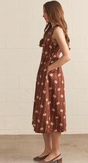 Brown Floral  Dress