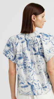 Tropical Toile Smocked Top