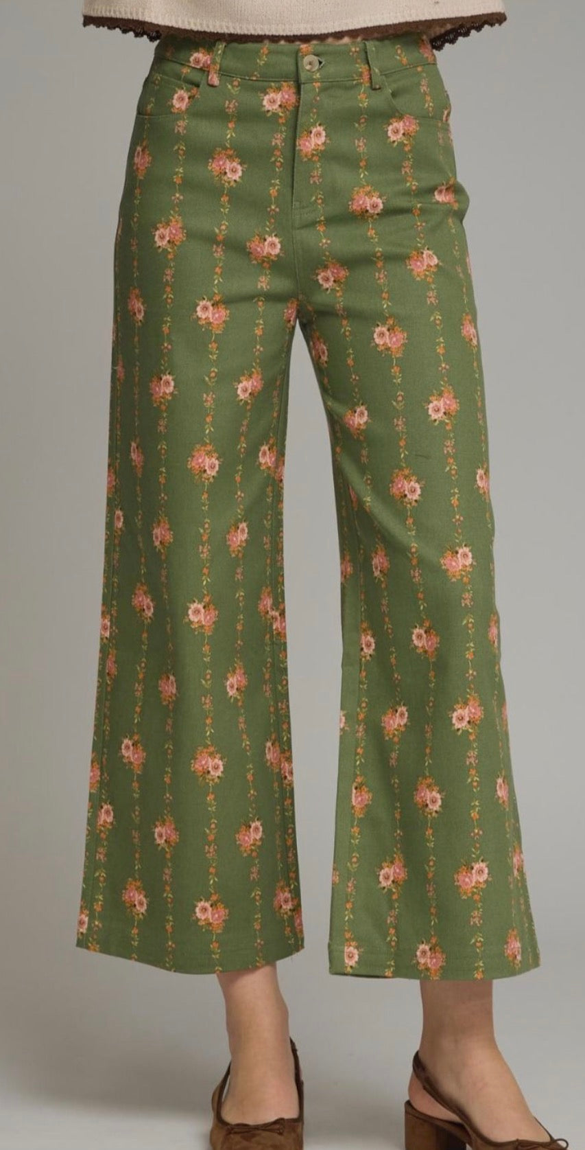 Green Floral Pants