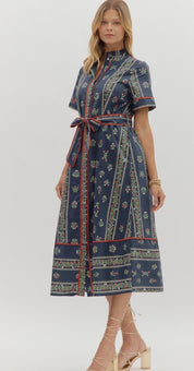 Floral Vine Navy Dress