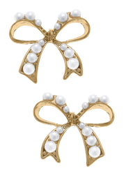 Pearl Stud Bow Earrings