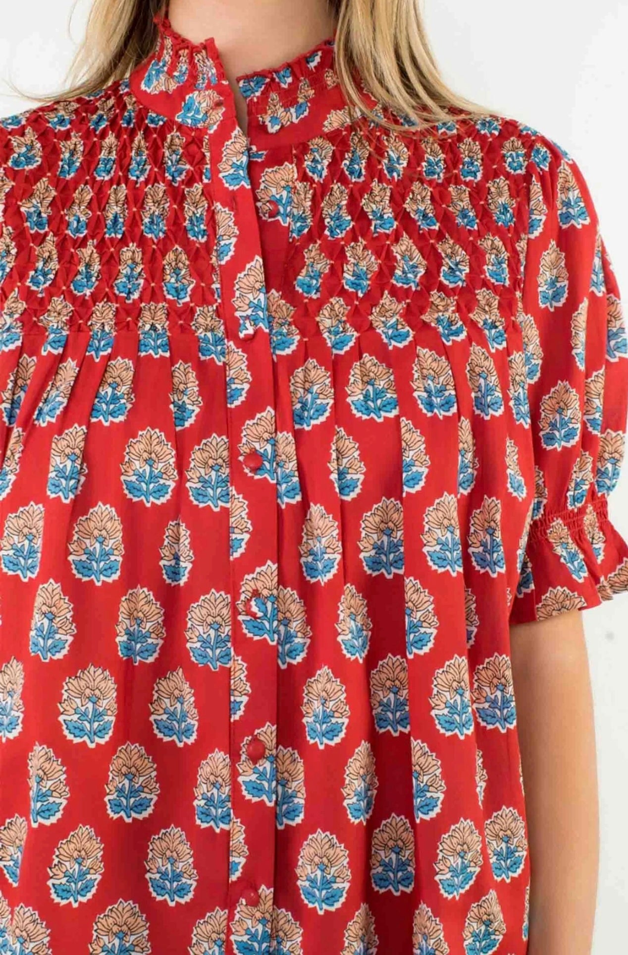 Fall Floral Block Print Top