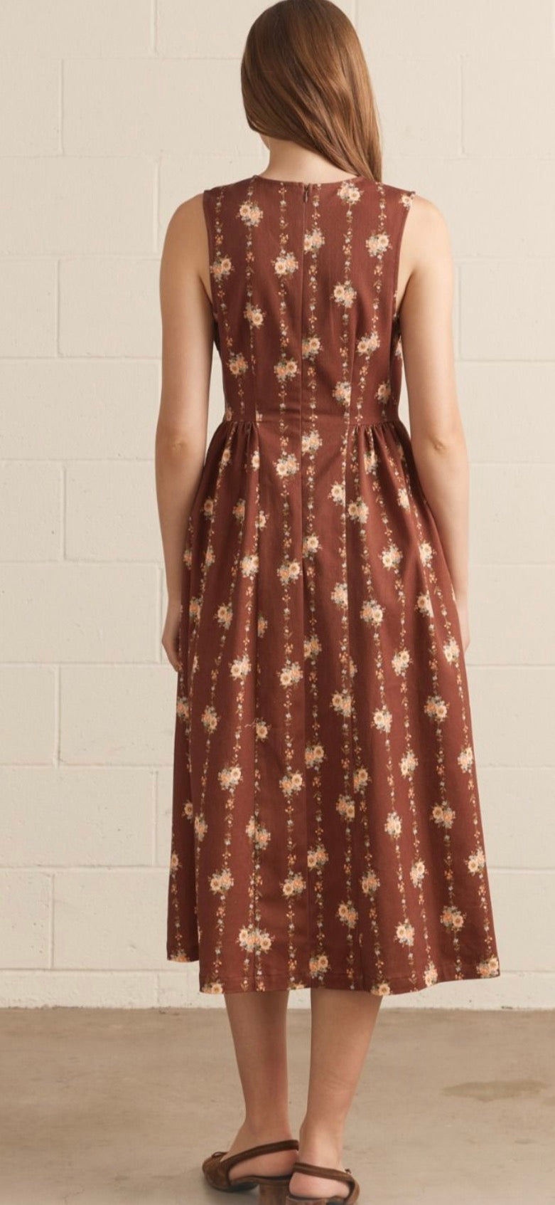 Brown Floral  Dress
