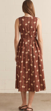 Brown Floral  Dress