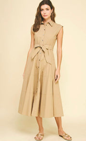 Khaki Button Down Dress
