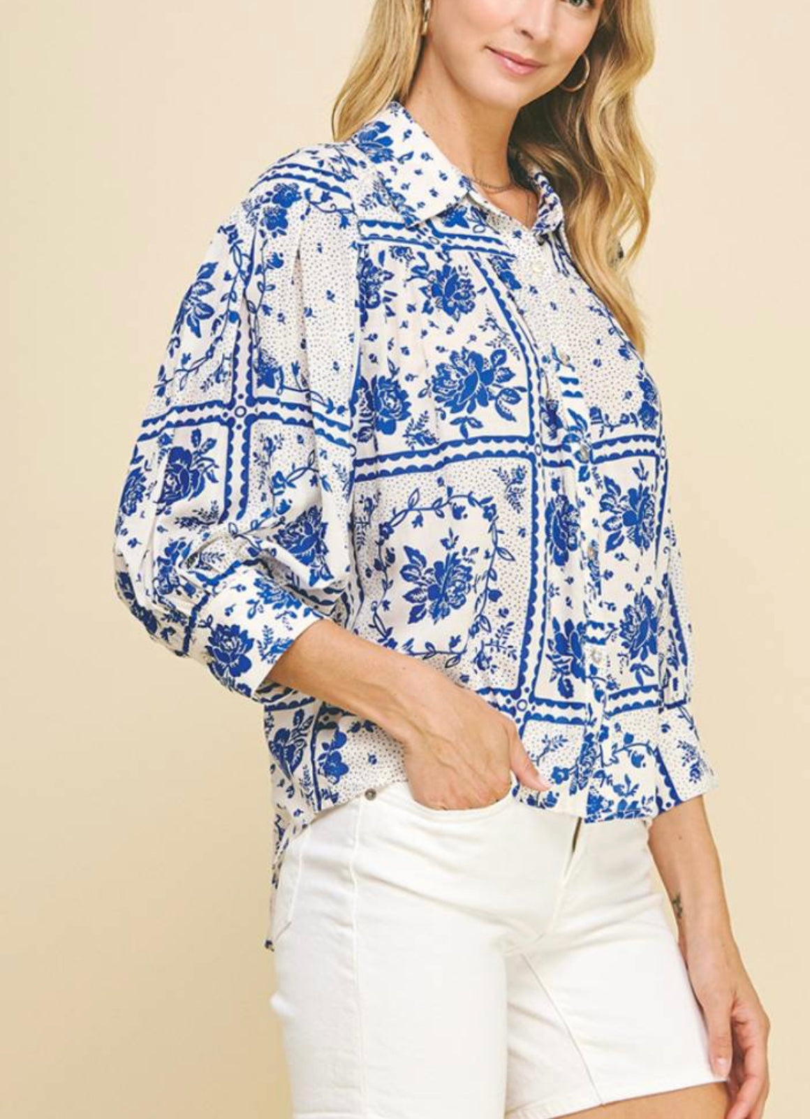 Blue & White Blouse