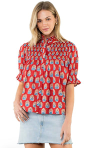 Fall Floral Block Print Top