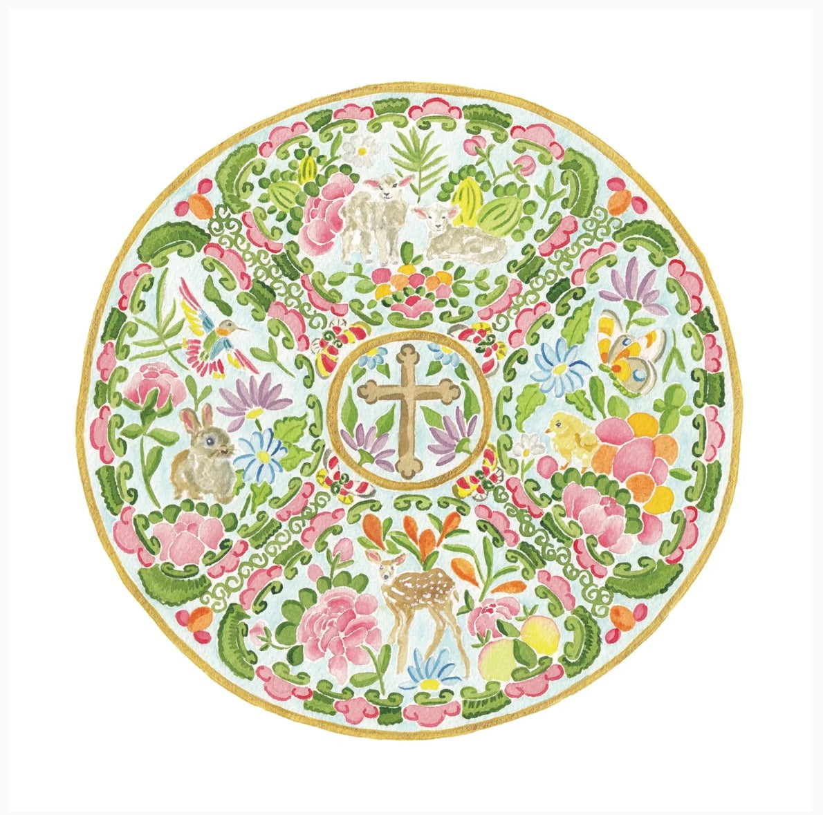 Easter Rose Medallion Print