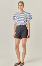 White/blue Crewneck Top