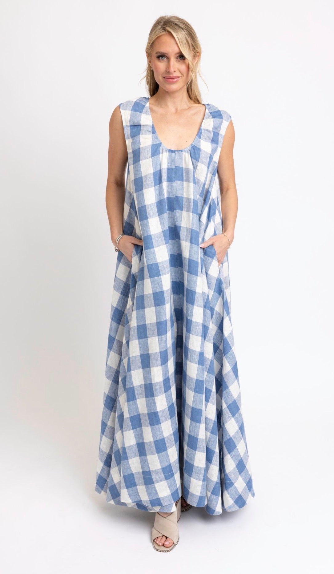 Buffalo Check Scoop Maxi Dress LG
