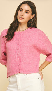 Button Down Pink Sweater Top