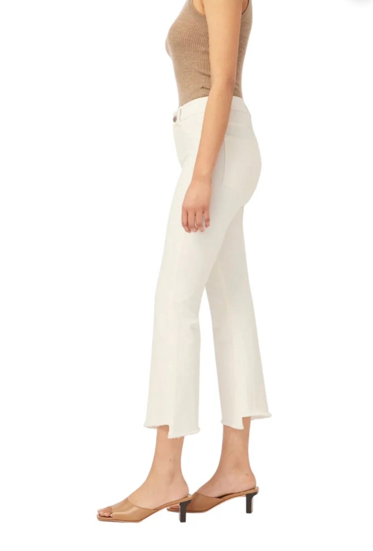White Frayed Cropped Jean