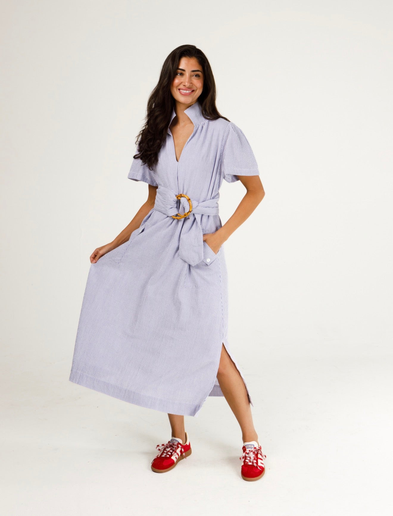 Gretchen Seersucker Maxi Dress M/L