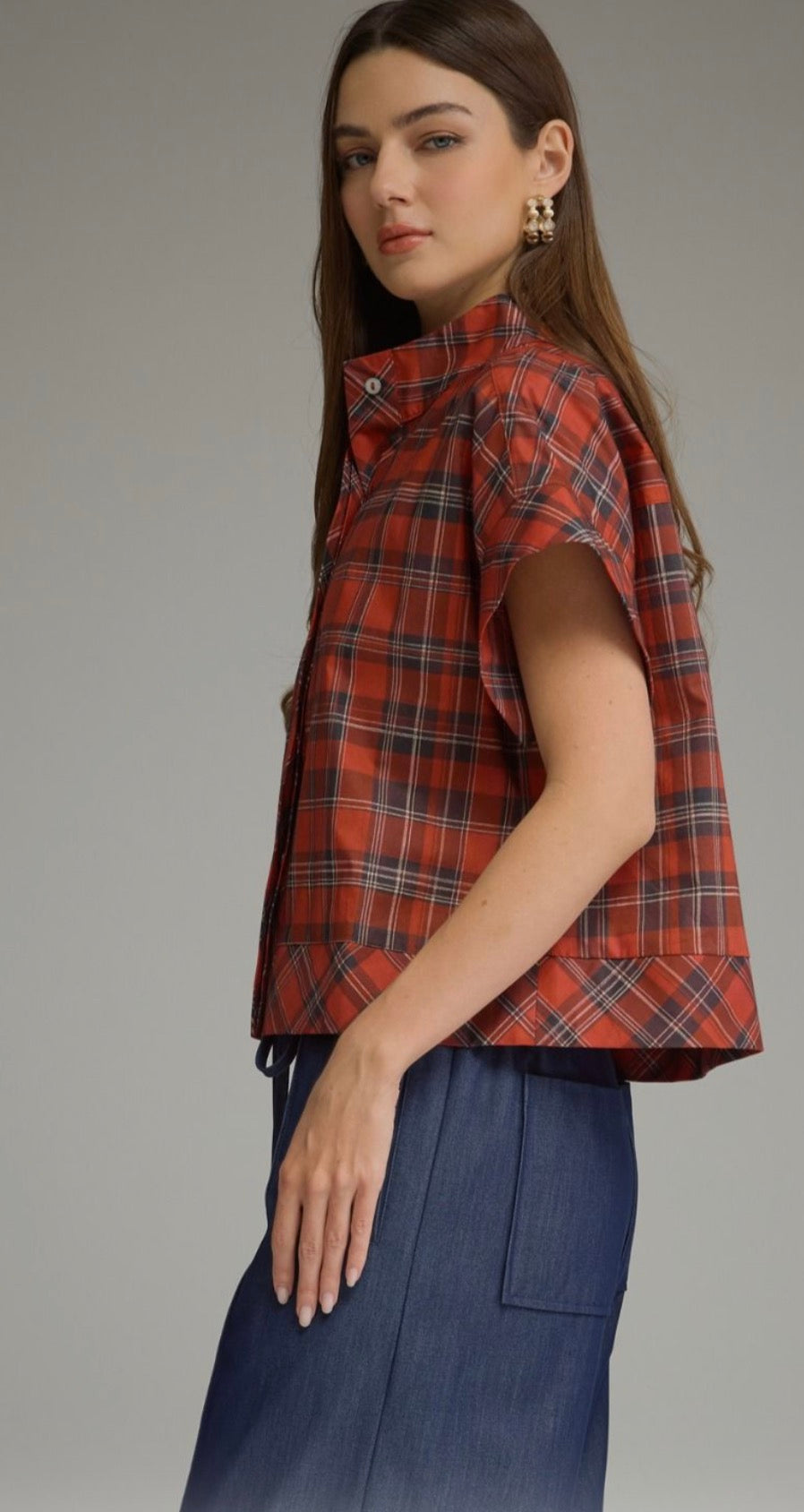 Foxcroft Plaid Top