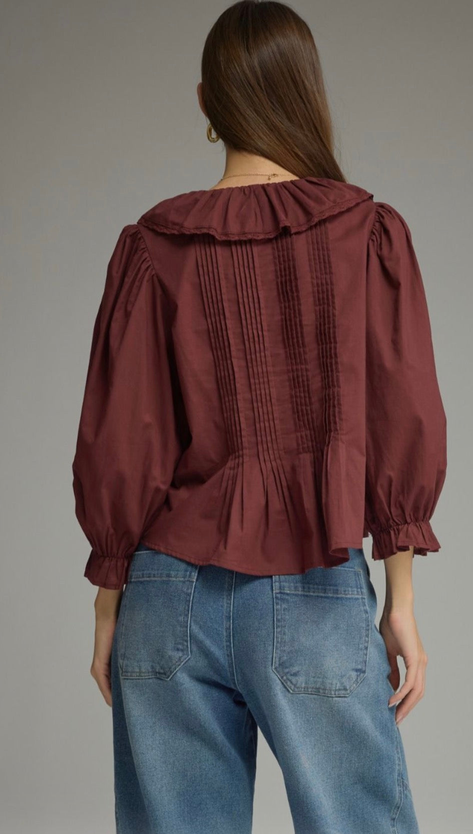 Burgundy Ruffle Top