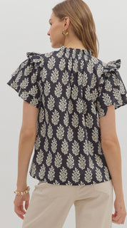 Black And White Floral Top