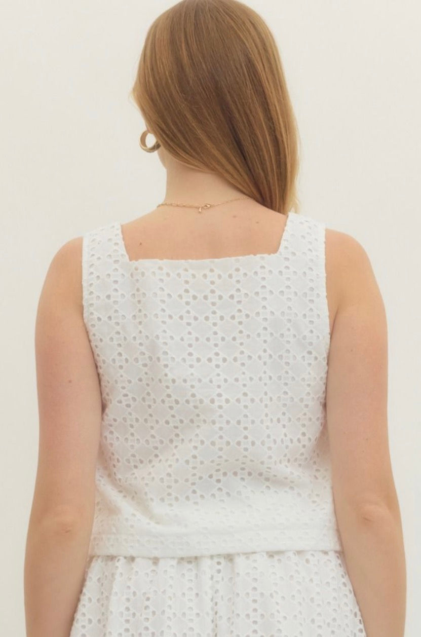 Eyelet In White Top