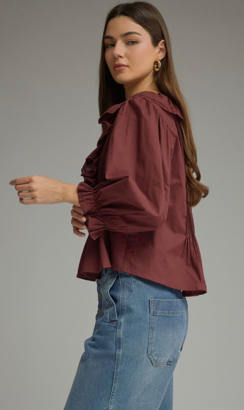 Burgundy Ruffle Top