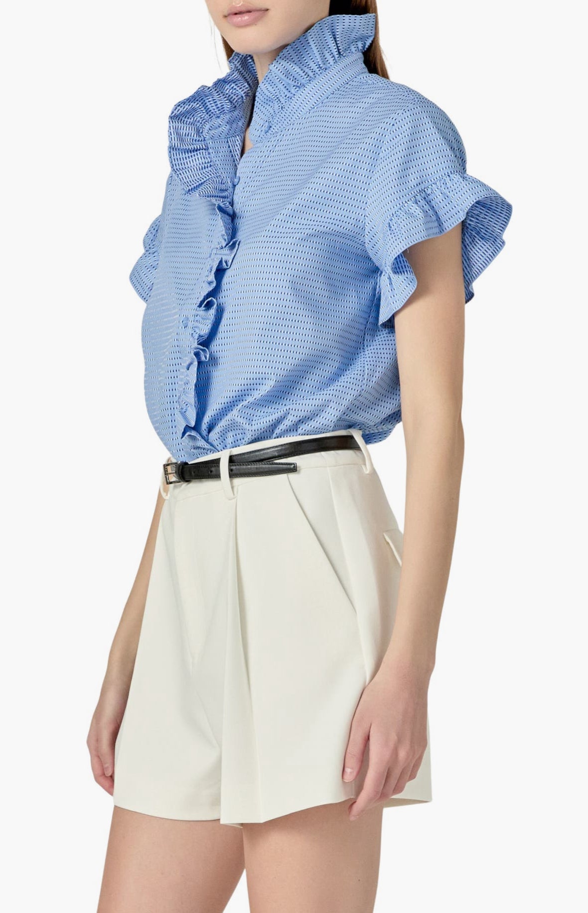 Blue Ruffle Shirt