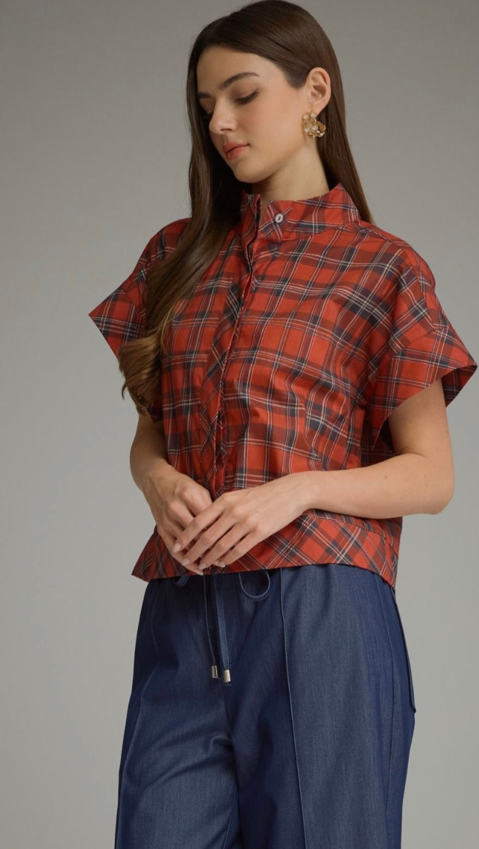 Foxcroft Plaid Top