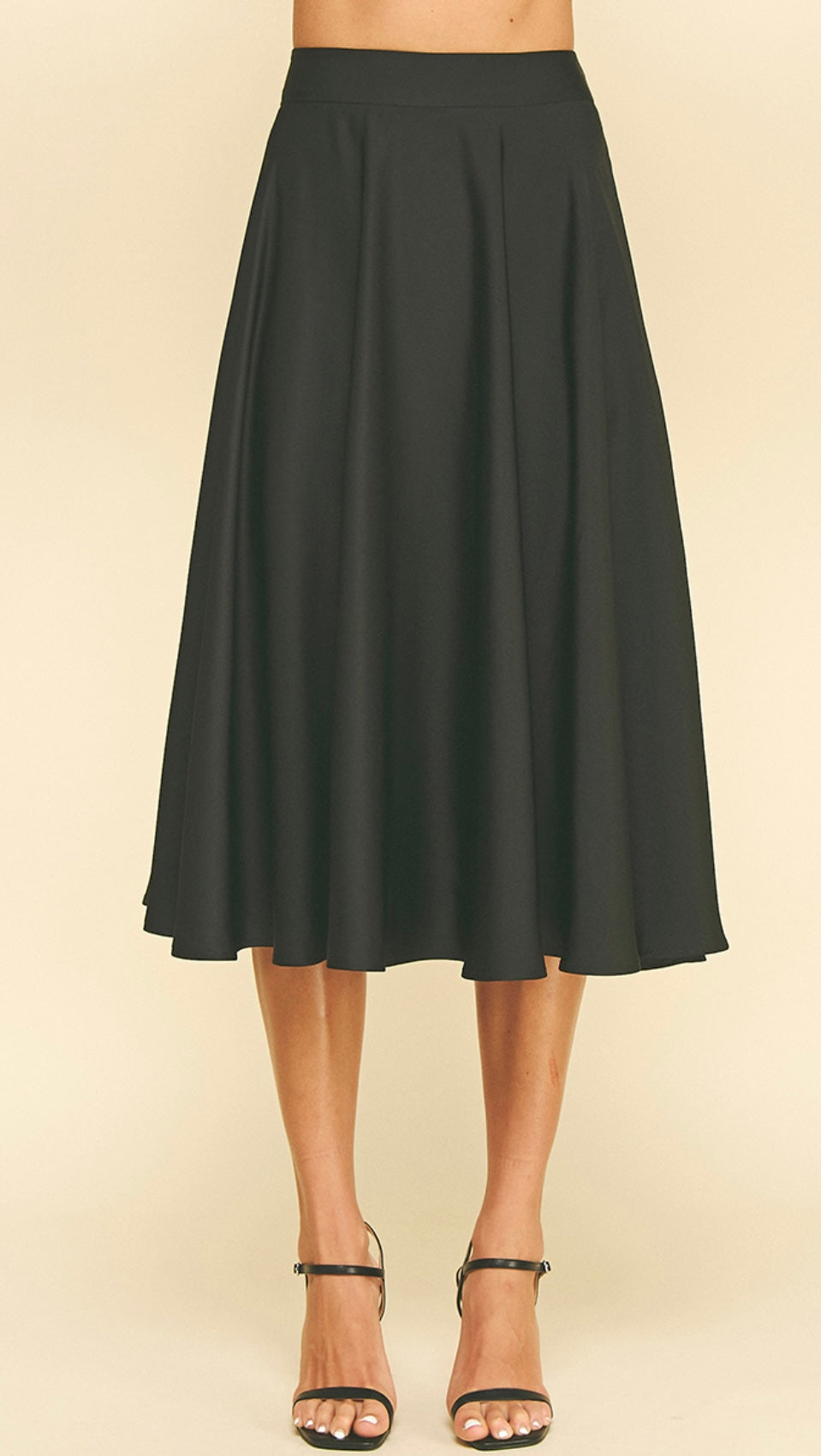 Black Midi Silky Skirt