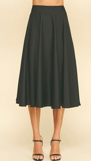 Black Midi Silky Skirt