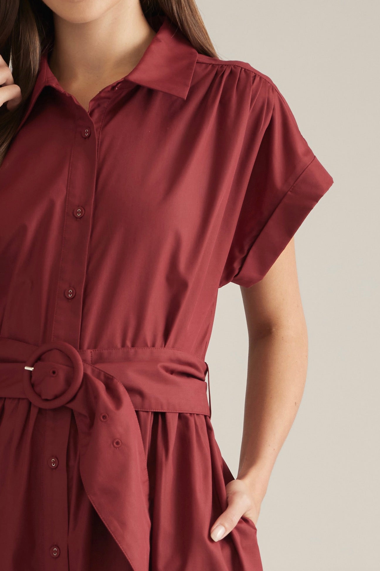 Maroon Belted Dress