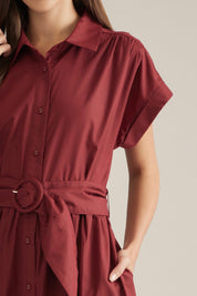 Maroon Belted Dress
