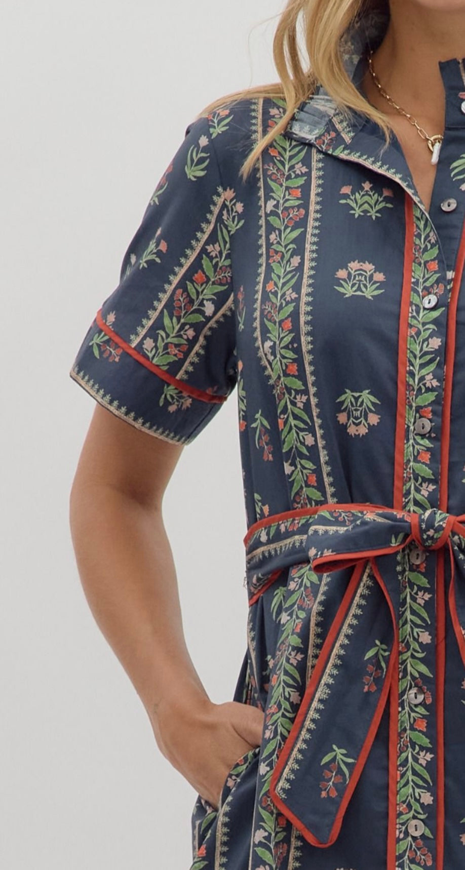 Floral Vine Navy Dress